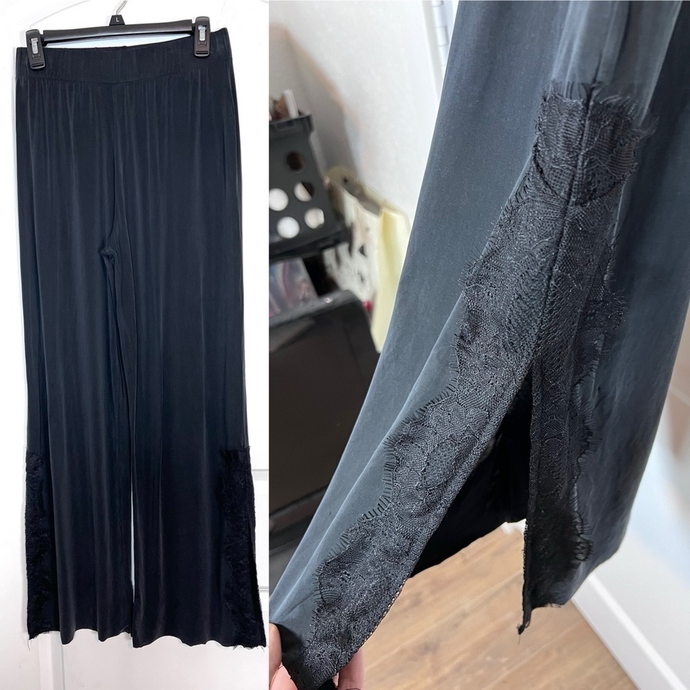 Zara Basic Super Soft Eyelash Lace Trimmed Jersey Trousers